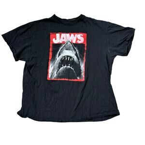 Vintage Horror Tee Jaws Black Short Sleeve XL Men's Unisex 90s Shark
